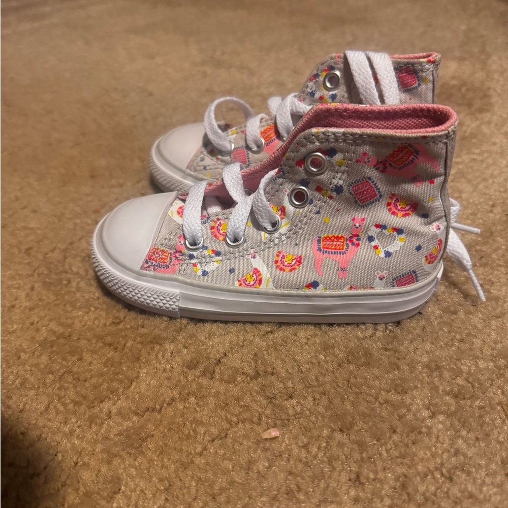 Kids Grey High-Top Sneakers with Fun Prints